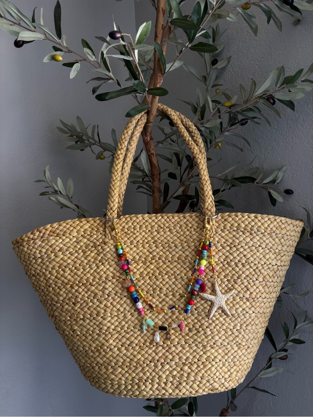 Colorful Coastal Starfish Bag Charm Chain | Handmade Beaded Purse Accessory